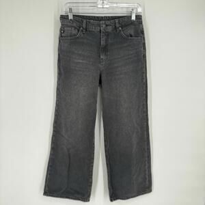 Ag Adriano Goldschmied jeans womens 26 black gray saige wide leg crop denim